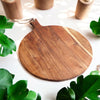 Acacia Live Edge Rounded Wood Market Board with Jute Handle | 20" - The Red Door Engraving Company Inc.