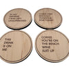 Drunk Expressions #4 | Set of 4 Coasters | Maple - The Red Door Engraving Company Inc.