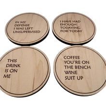  Drunk Expressions #4 | Set of 4 Coasters | Maple - The Red Door Engraving Company Inc.