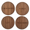 Drunk Expressions | Set of 4 Coasters | Walnut - The Red Door Engraving Company Inc.