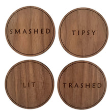  Drunk Expressions | Set of 4 Coasters | Walnut - The Red Door Engraving Company Inc.