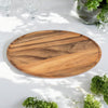 Farmhouse Serving Tray | Round 17" | Acacia Wood - The Red Door Engraving Company Inc.