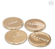  Gold Drunk Expressions Coasters | Ceramic | Set of 4 - The Red Door Engraving Company Inc.