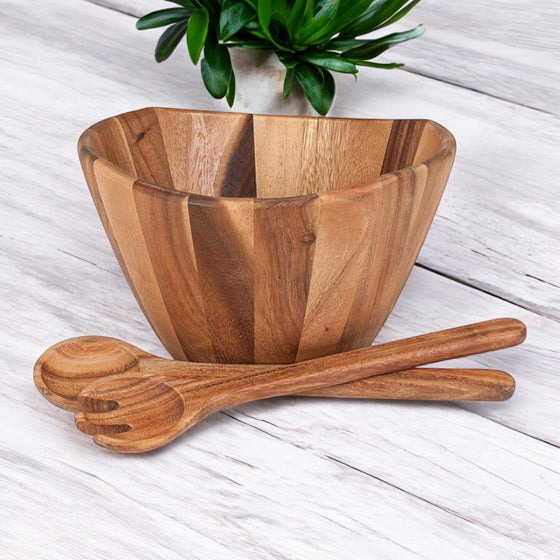 Serving / Salad Bowl | 10"D | Acacia Wood - The Red Door Engraving Company Inc.