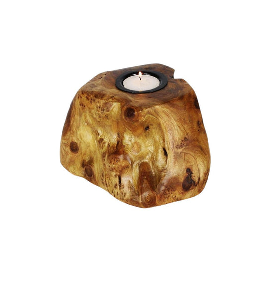 Single Live Edge Root Wood Candle Holder - The Red Door Engraving Company Inc.