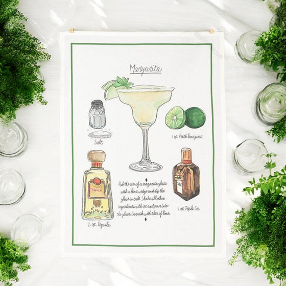 TEA TOWEL | MARGARITA COCKTAIL | COTTON | 20 X 28" - The Red Door Engraving Company Inc.