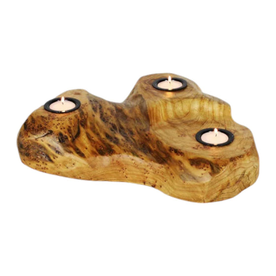 Triple Live Edge Root Wood Candle Holder - The Red Door Engraving Company Inc.