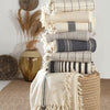 Turkish Throw Blankets | Ivory & Ebony Plaid | Kana Collection - The Red Door Engraving Company Inc.