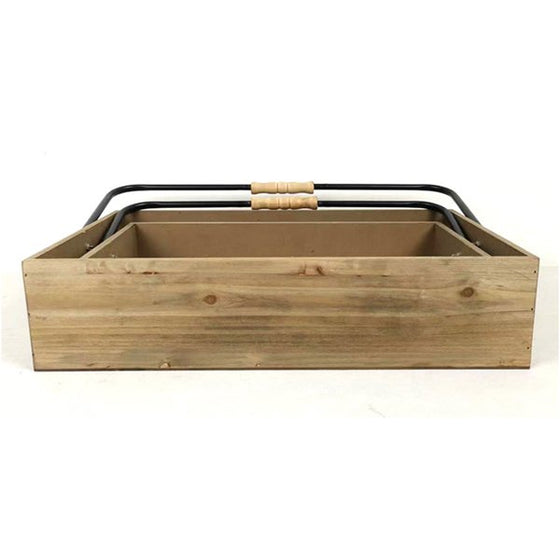 Wooden Tray with Folding Metal and Wood Handle - The Red Door Engraving Company Inc.