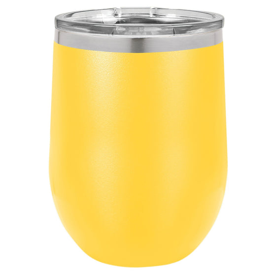 Personlized Laser Engraved Yellow 12oz Stemless Polar Camel Wine Tumbler - The Red Door Engraving Company Inc.