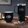 16oz Black Ceramic Bistro Mug - Black on outside white on inside with custom design - The Red Door Engraving Company Inc.