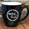 16oz Black Ceramic Bistro Mug - Black on outside white on inside with custom design - The Red Door Engraving Company Inc.