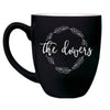 16oz Black Ceramic Bistro Mug - Black on outside white on inside with custom design - The Red Door Engraving Company Inc.