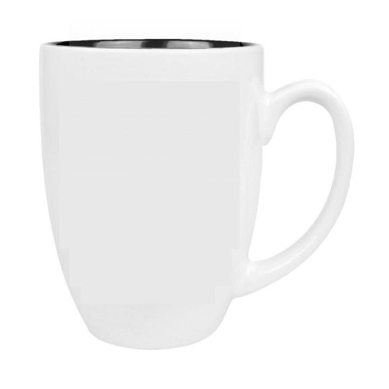 16oz White Ceramic Bistro Mug -White on outside Black on inside - The Red Door Engraving Company Inc.