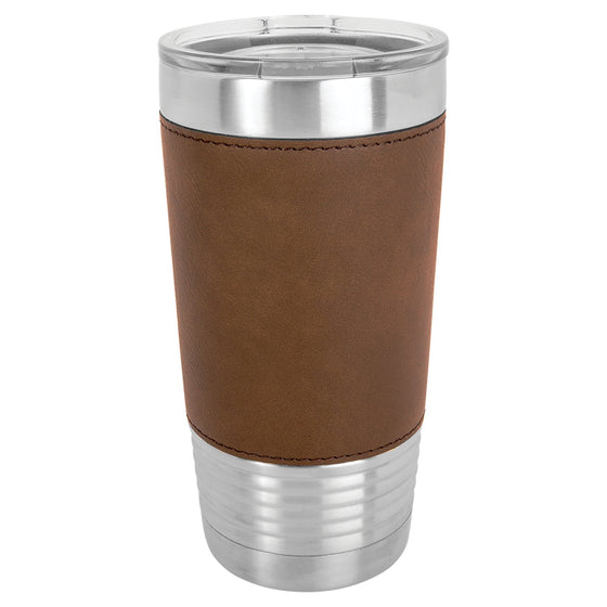 Personalized Laser Engraved 20oz Leatherette Polar Camel Ringneck Tumbler Dark Brown - The Red Door Engraving Company Inc.