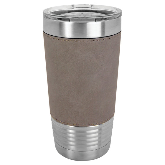 Personalized Laser Engraved 20oz Leatherette Polar Camel Ringneck Tumbler Grey - The Red Door Engraving Company Inc.