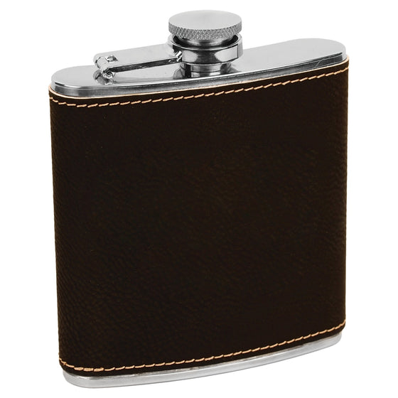 Personalized Laser Engraved 6oz Leatherette Flask Black/Gold - The Red Door Engraving Company Inc.