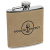 Personalized Laser Engraved 6oz Leatherette Flask Light Brown - The Red Door Engraving Company Inc.