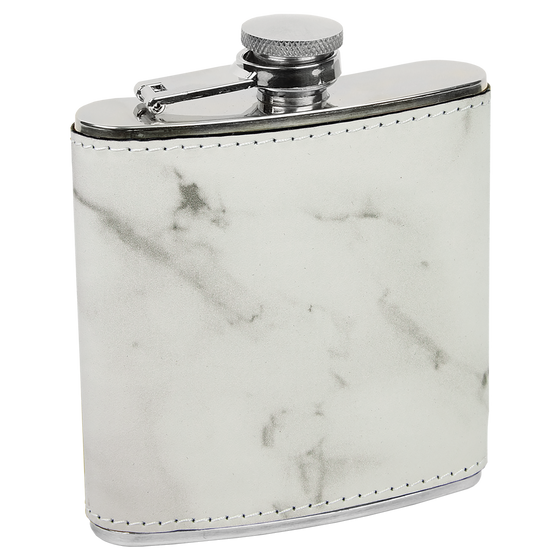 Personalized Laser Engraved 6oz Leatherette Flask Marble - The Red Door Engraving Company Inc.