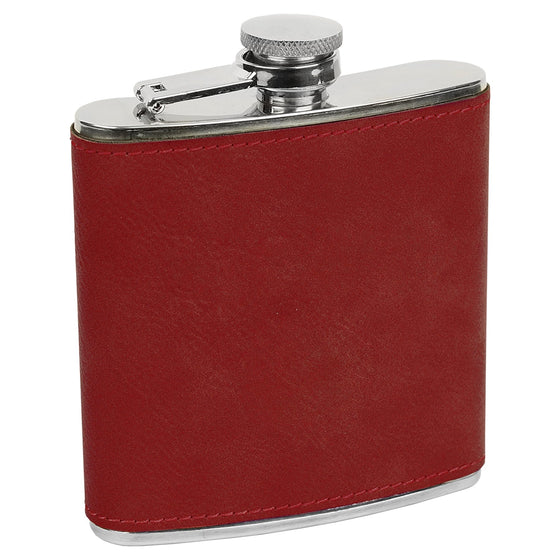 Personalized Laser Engraved 6oz Leatherette Flask Maroon - The Red Door Engraving Company Inc.