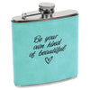 Personalized Laser Engraved 6oz Leatherette Flask Teal - The Red Door Engraving Company Inc.