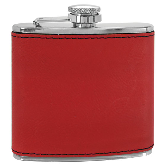 Personalized Laser Engraved 6oz Leatherette Flask Red - The Red Door Engraving Company Inc.