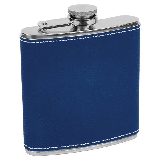 Personalized Laser Engraved 6oz Leatherette Flask Royal Blue - The Red Door Engraving Company Inc.