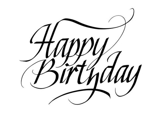 Birthday Card Black and White Calligraphy -The Red Door Engraving Company Inc.