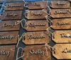 Stained Baltic birch personalized wood gift tags with 3d cut out name - The Red Door Engraving Company Inc.