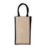 Bottle Jute Bag with black trim - Double Bottle - The Red Door Engraving Company Inc.