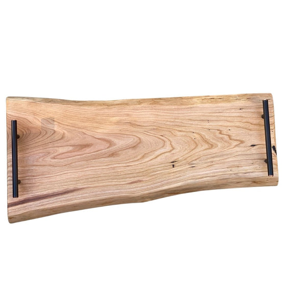 Live-edge Curly Cherry Charcuterie Board With Industrial Handles | Live  Edge Serving Tray