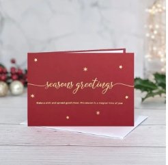 Red and gold leaf Christmas Wishes Greeting Card with small verse/peom