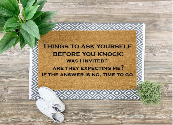 Coir Mat - Things to Ask Yourself - The Red Door Engraving Company Inc.