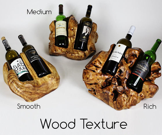 Single, Double & Triple  Live Edge Root Wood Wine Holder - The Red Door Engraving Company Inc.