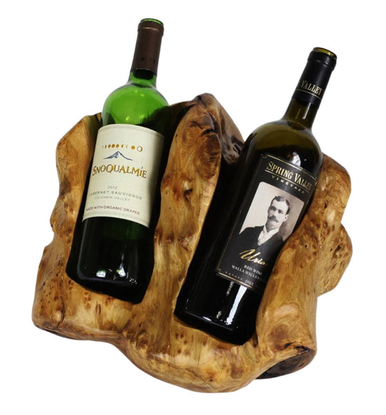 Double Live Edge Root Wood Wine Holder - The Red Door Engraving Company Inc.