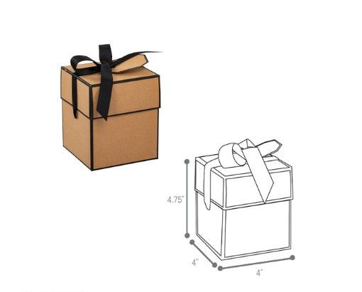 Flip Top Gift Boxes - Kraft & Black Ribbon - The Red Door Engraving Company Inc.