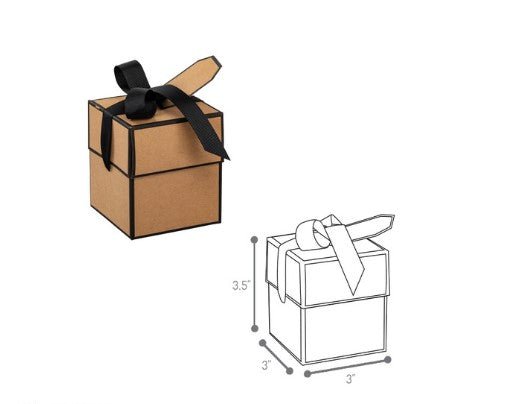 Flip Top Gift Boxes - Kraft & Black Ribbon - The Red Door Engraving Company Inc.