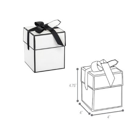 Flip Top Gift Boxes - White & Black Ribbon - The Red Door Engraving Company Inc.