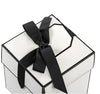 Flip Top Gift Boxes - White & Black Ribbon - The Red Door Engraving Company Inc.