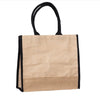 Jute & Burlap Bag - Black Trim - Engravable - 3 sizes - The Red Door Engraving Company Inc.