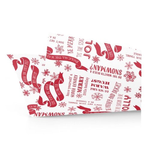 Red & White Christmas quote gift wrap tissue