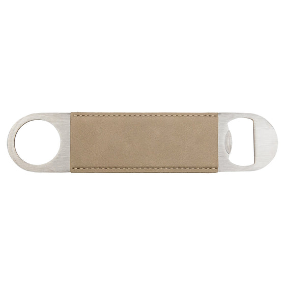 Leatherette Bottle Opener Beige - The Red Door Engraving Company Inc.