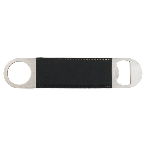 Leatherette Bottle Opener Black w/ Gold - The Red Door Engraving Company Inc.