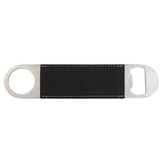 Leatherette Bottle Opener Black w/ Silver - The Red Door Engraving Company Inc.