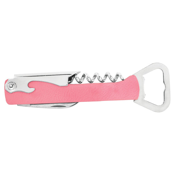 Leatherette Wine Bottle Opener Pink - The Red Door Engraving Company Inc.