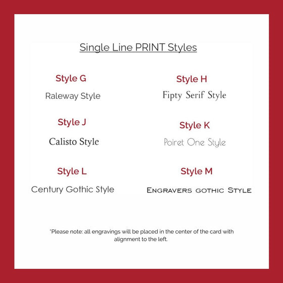 Engravable font options