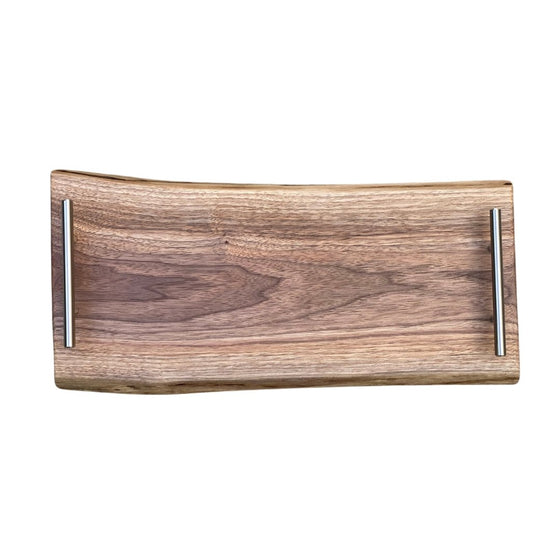 Walnut Live Edge Charcuterie Board - 20" with Handles and Feet - The Red Door Engraving Company Inc.