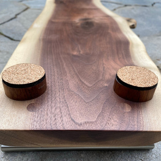 Walnut Live Edge Charcuterie Board - 36" with Handles & Feet - The Red Door Engraving Company Inc.